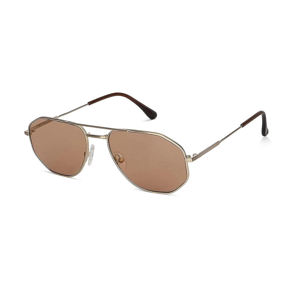 Gold Brown Aviator UV Protected Sunglasses-1